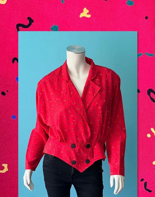 Vintage jaren 80 rode korte blazer maat 42, Kleding | Dames, Jasjes, Kostuums en Pakken, Gedragen, Jasje, Maat 42/44 (L), Rood