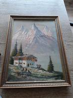 Vintage Olieverf Schilderij - Berglandschap 35x45, Antiek en Kunst, Ophalen of Verzenden