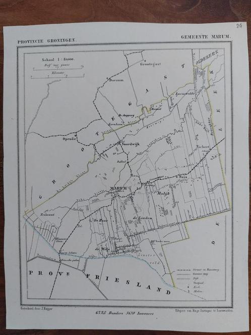 26 / Marum De Wilp Grootegast Litho uit 1867 van J. Kuyper, Antiek en Kunst, Kunst | Litho's en Zeefdrukken, Ophalen of Verzenden