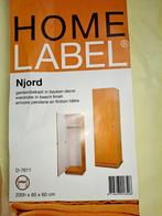 Njord Garderobekast in Beuken Decor - 200x60x60 cm, Ophalen, 200 cm of meer, Modern, Functioneel, Nieuw