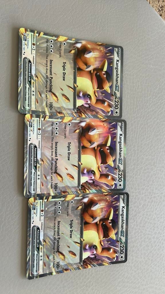 3 kangaskhan ex 115/165 pokemon kaarten, Ophalen of Verzenden, Zo goed als nieuw