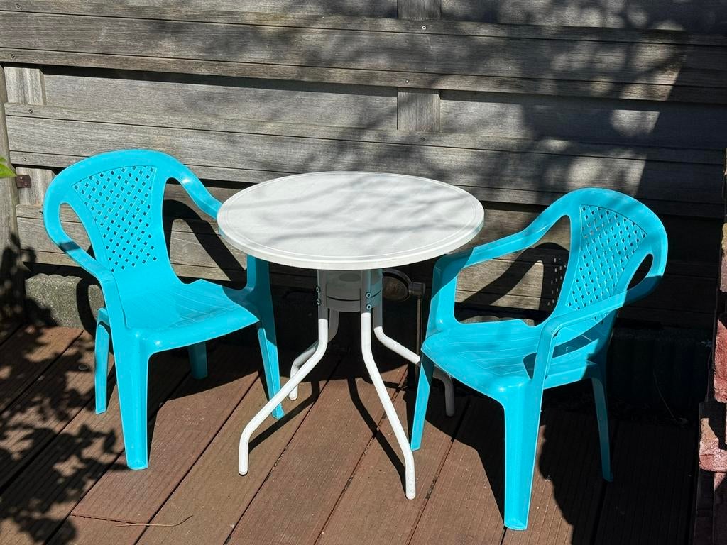 Kinder tuinset, tafel met twee stoelen, Ophalen, Gebruikt, Tafel(s) en Stoel(en)