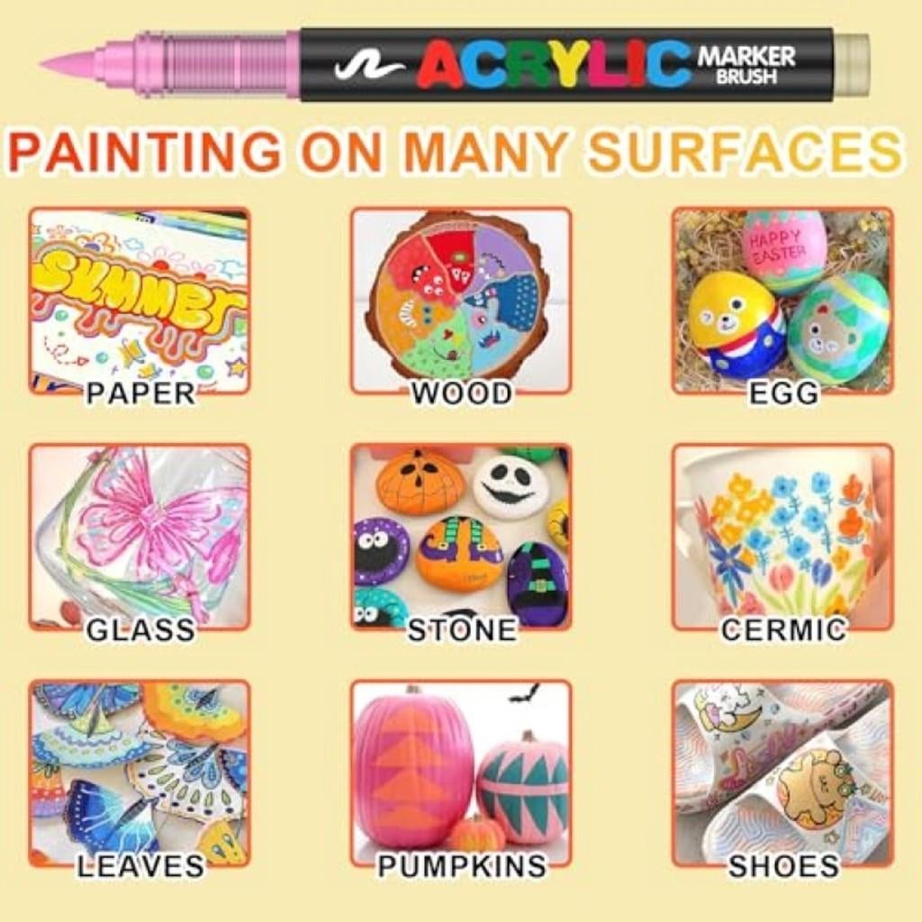 120-delig acryl penseelstiften Waterbestendige verfmarkers, Ophalen of Verzenden, Nieuw, Acrylverf