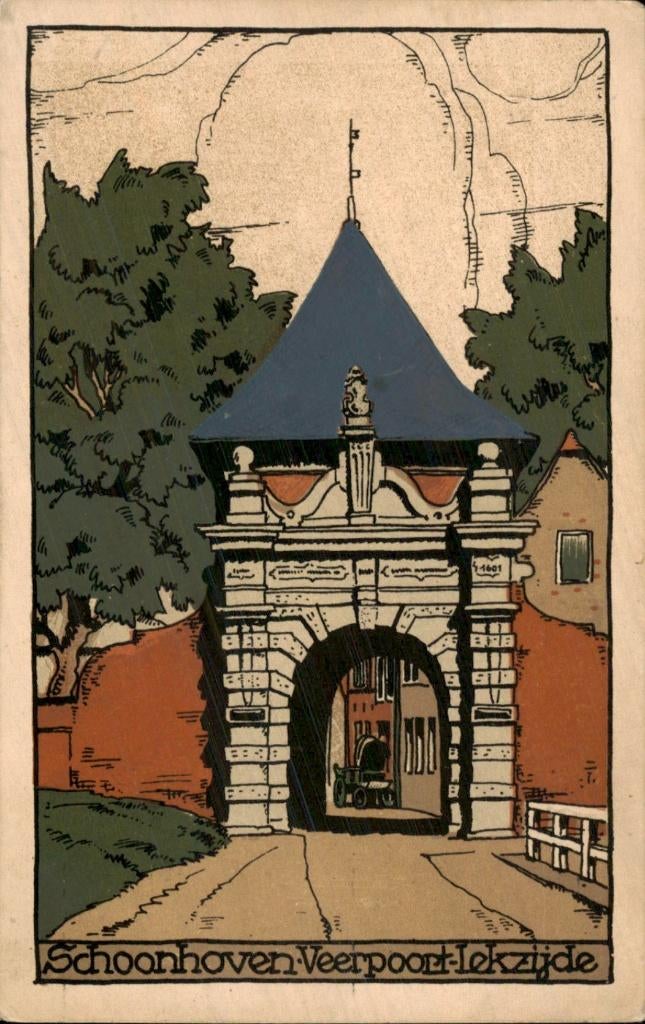 Schoonhoven - Veerpoort - Lekzijde, Ophalen of Verzenden, 1920 tot 1940, Gelopen, Zuid-Holland