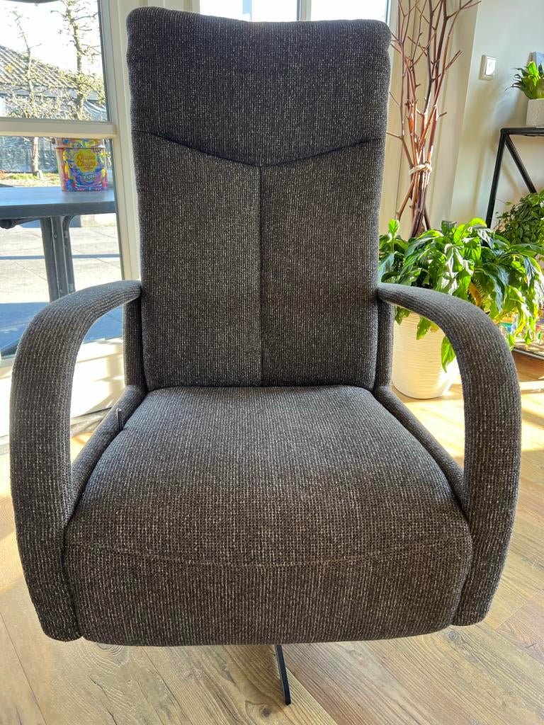Donkergrijze relaxfauteuil Bentley topkwaliteit, Ophalen, Zo goed als nieuw, Stof, 75 tot 100 cm
