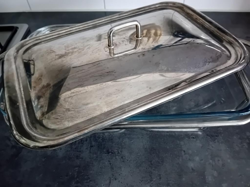 Verzilverd rechaud / buffet/ warmhoud, Ophalen