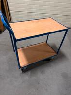 Blauwe transportkar met twee plateaus, Ophalen, Gebruikt, Transportkar
