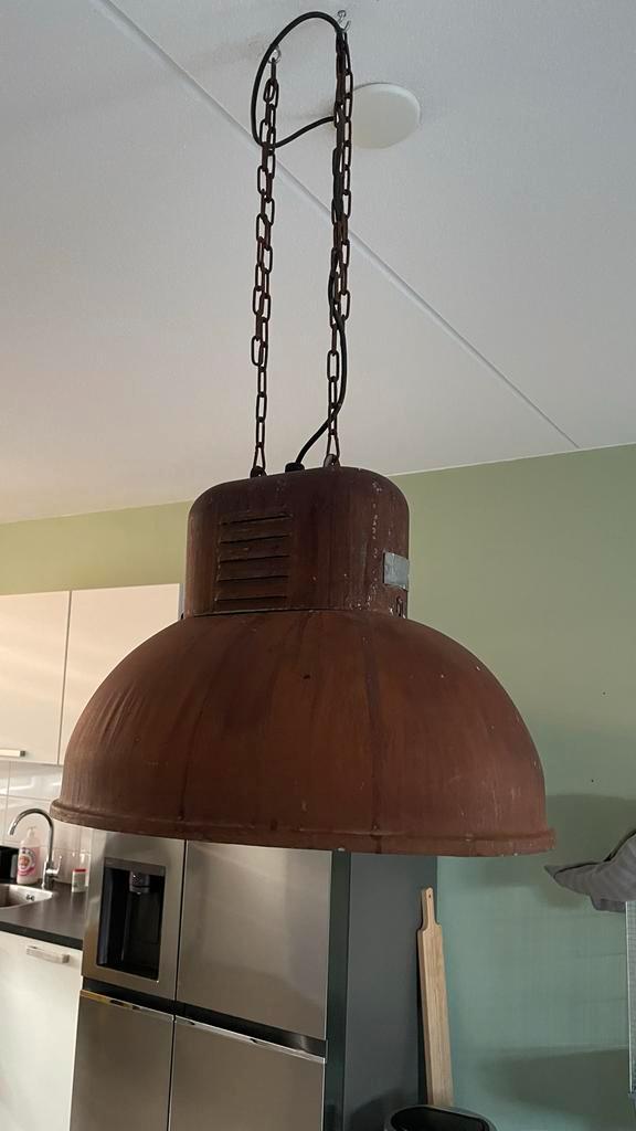 Roestige Industriële Hanglamp - Vintage Stijl, Huis en Inrichting, Lampen | Hanglampen, Gebruikt, 75 cm of meer, Metaal, Ophalen