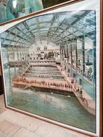 Vintage poster sutro baths 1900, Ophalen, Gebruikt, Met lijst, A1 t/m A3