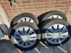4 Stalen velgen, all season banden 15 inch en wieldoppen, Ophalen, 15 inch, Banden en Velgen, All Season
