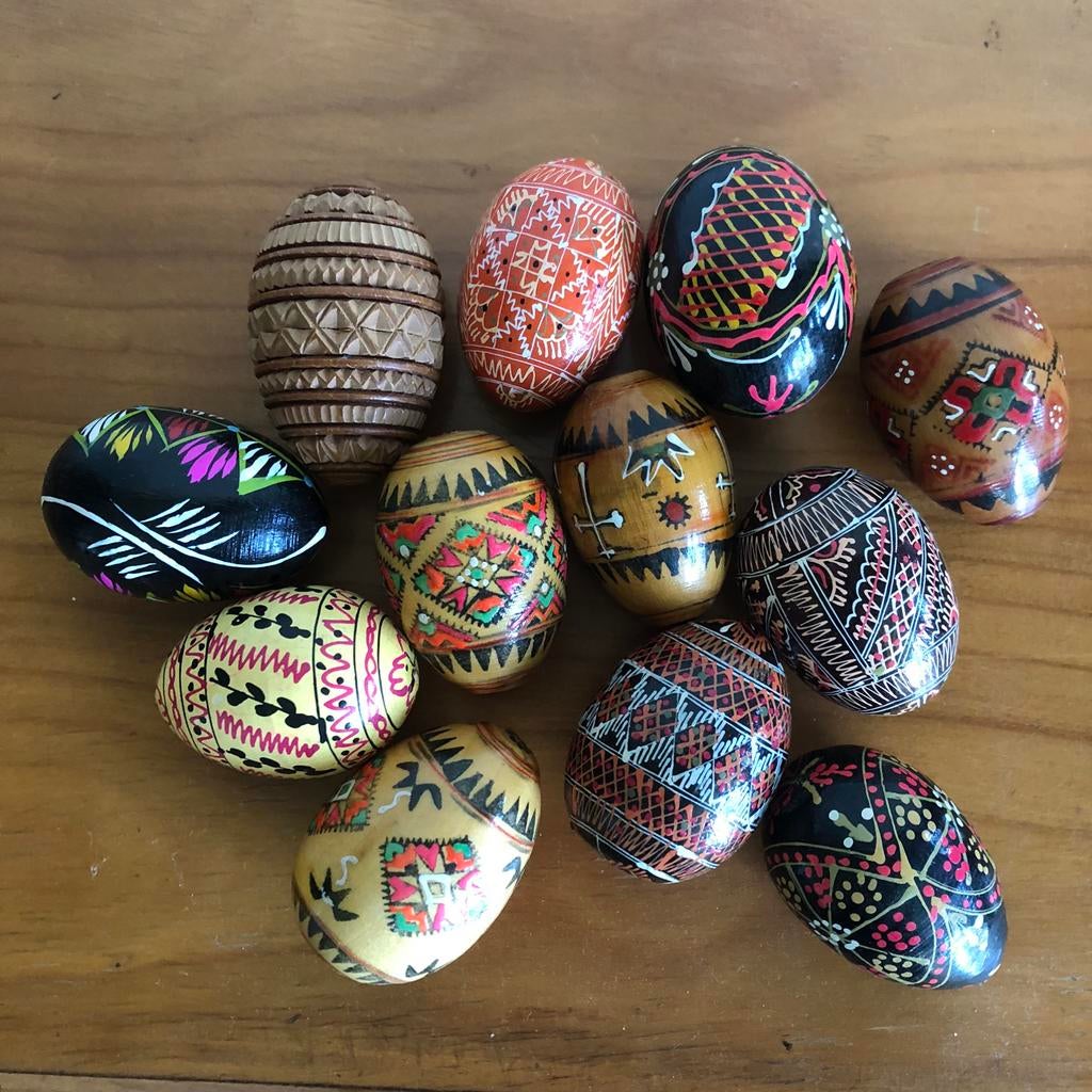 Diverse houten beschilderde eieren, Ophalen of Verzenden, Zo goed als nieuw