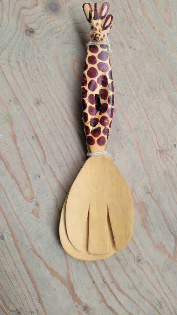 Houten slabestek met giraffe design uit Zanzibar, Hout, Ophalen of Verzenden, Bruin, Overige typen