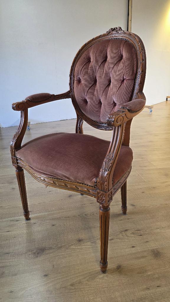 Fauteuil Louis XVI stijl | capitonnage | velours | bieden, Ophalen