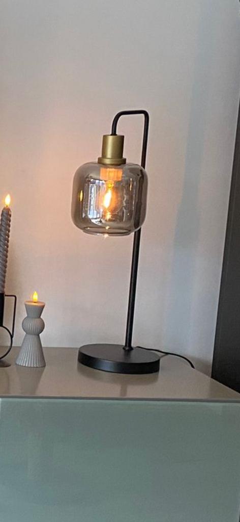 Tafellamp rookglas, Huis en Inrichting, Ophalen, Zo goed als nieuw, Minder dan 50 cm