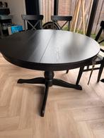 Ikea uitschuifbare ronde eettafel zwart, Huis en Inrichting, Tafels | Eettafels, Ophalen, Gebruikt, 100 tot 150 cm, Rond