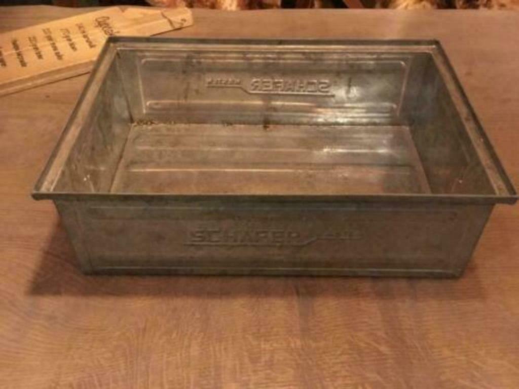 Gave zinken bakken 17x34x53cm , industrieel en zeldzaam., Antiek en Kunst, Curiosa en Brocante, Ophalen
