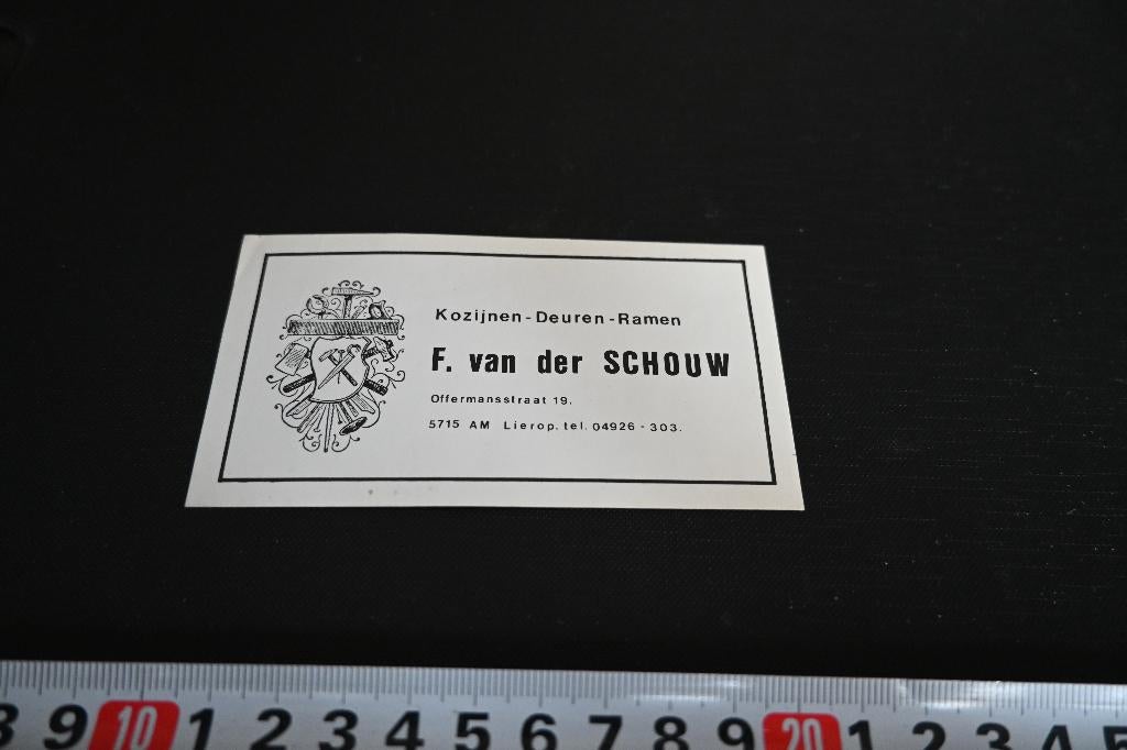 sticker Lierop F. van der SCHOUW Kozijnen Deuren Ramen, Ophalen, Zo goed als nieuw, Sticker