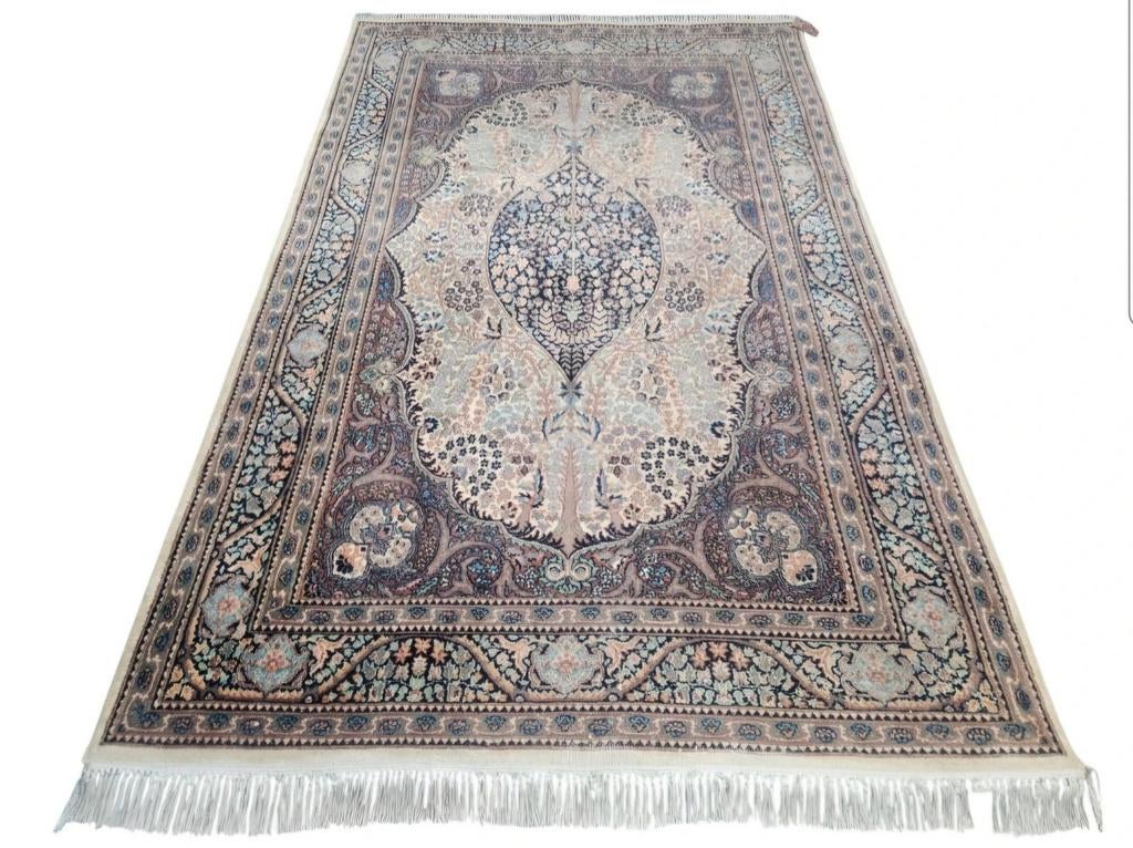 Handgeknoopt oosters Kashmir tapijt medallion 137x221cm, Persian Perzisch vintage oosters hype, Gebruikt, 100 tot 150 cm, 200 cm of meer