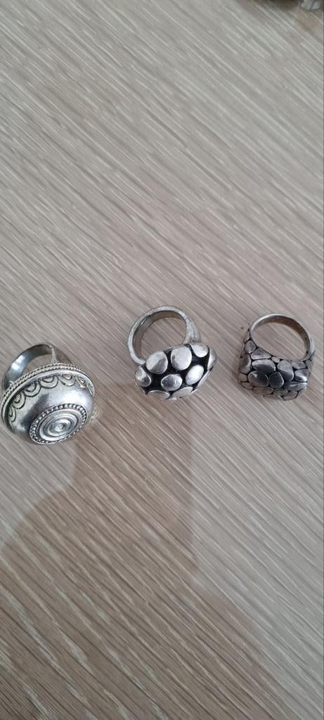 Drie zilverkleurige ringen, Sieraden, Tassen en Uiterlijk, Ringen, Ophalen of Verzenden