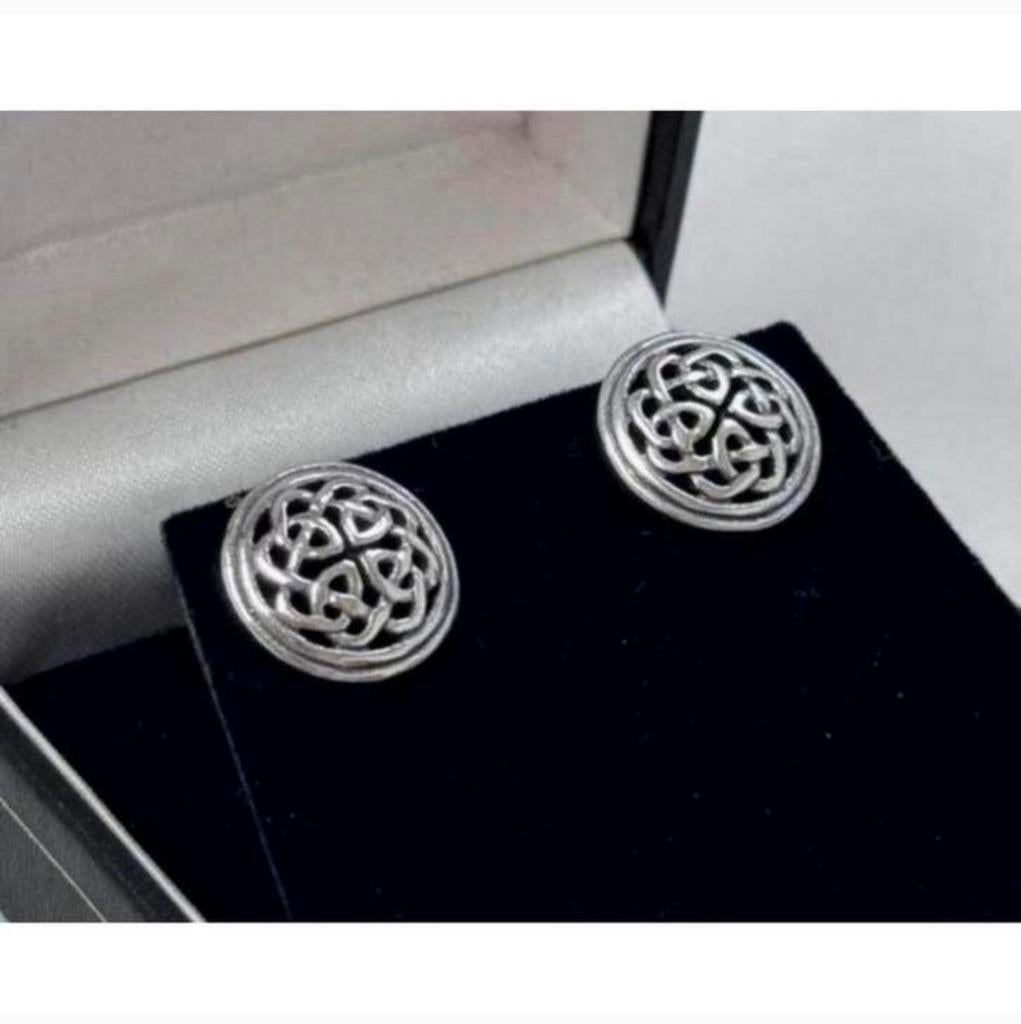 Manchetknopen neverending oorbellen antiek zilver zilveren, Verzilverd, Ophalen of Verzenden, Zo goed als nieuw, H