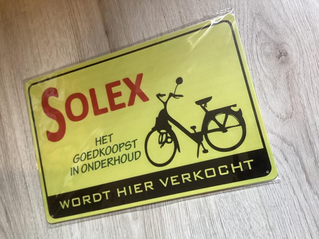 SOLEX “WORDT HIER VERKOCHT” reclame bord (geen emaille), Ophalen of Verzenden, Nieuw, Reclamebord