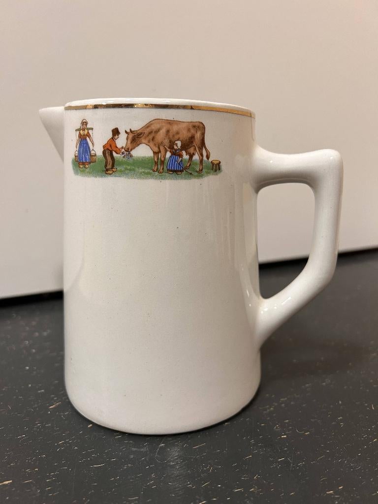 Vintage kan wit Moulin des Loups koeien, Antiek en Kunst, Ophalen of Verzenden