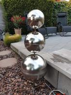 RVS  tuinornament waterornament 3 bollen boven elkaar, Tuin en Terras, Ophalen, Zo goed als nieuw, Rvs, Waterornament
