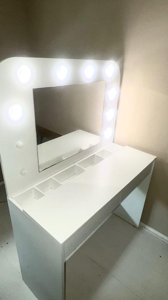 Make-up tafel met Hollywood spiegel & verlichting, Ophalen, Gebruikt