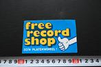 sticker FREE RECORD SHOP zo'n platenwinkel! duim omhoog, Ophalen, Zo goed als nieuw