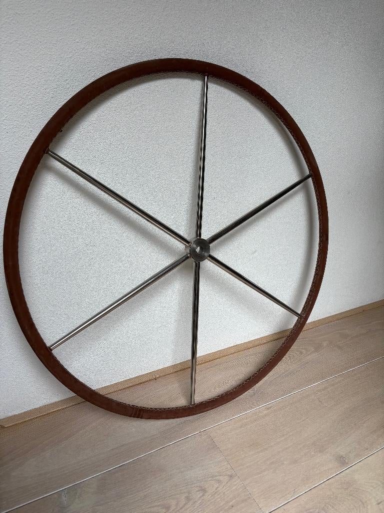 Stuurwiel  – 80 cm – RVS met leer, Watersport en Boten, Bootonderdelen, Gebruikt, Motor en Techniek, Zeilboot of Motorboot, Ophalen