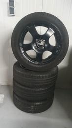 15" Zwarte Magma Velgen+Banden 4x100 Aygo/C1/108/Spark Enz!!, Gebruikt, 15 inch, Velg(en), Ophalen of Verzenden