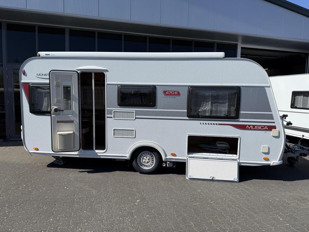 LMC Musica 470 E 2 Aparte bedden 210cm + Luifel + Mover Etc, Caravans en Kamperen, Lengtebed, Bedrijf, Treinzit, 4 tot 5 meter
