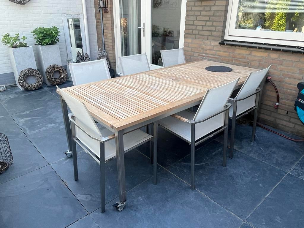 Stijlvolle tuinset teak Barlow Tyrie : Mercury  & Equinox, Ophalen, Eettafel, 6 zitplaatsen, Teakhout