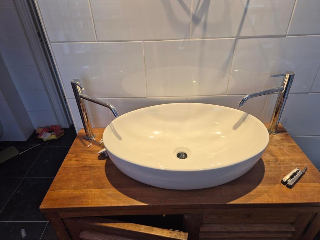 Ovale opzet waskom / wasbak, wit. 61x41x14, Doe-het-zelf en Verbouw, Ophalen of Verzenden, Zo goed als nieuw