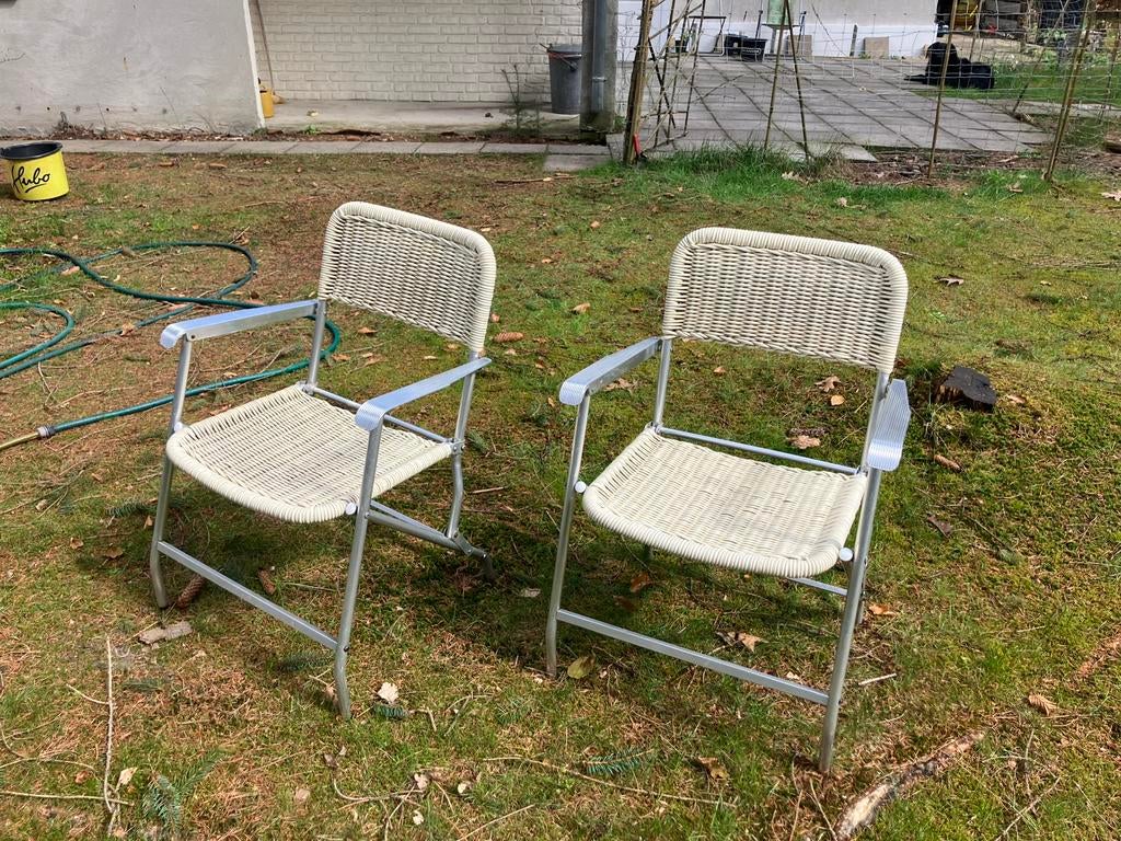 Twee vitage klapstoelen, Ophalen, Zo goed als nieuw, Riet of Rotan, Twee