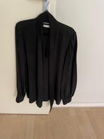 7 for all Mankind - Zwarte zijden blouse met strik maat M, Maat 38/40 (M), 7 for all Mankind, Zwart, Nieuw