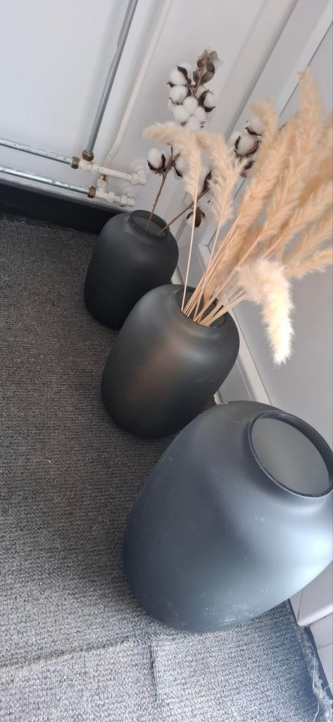 Set van 3 Fonq vazen - Satin Grey, Ophalen of Verzenden, Overige kleuren