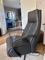 Donkergrijze leren Prominent relaxstoel, Huis en Inrichting, Fauteuils, Ophalen of Verzenden, Gebruikt, Leer, 75 tot 100 cm