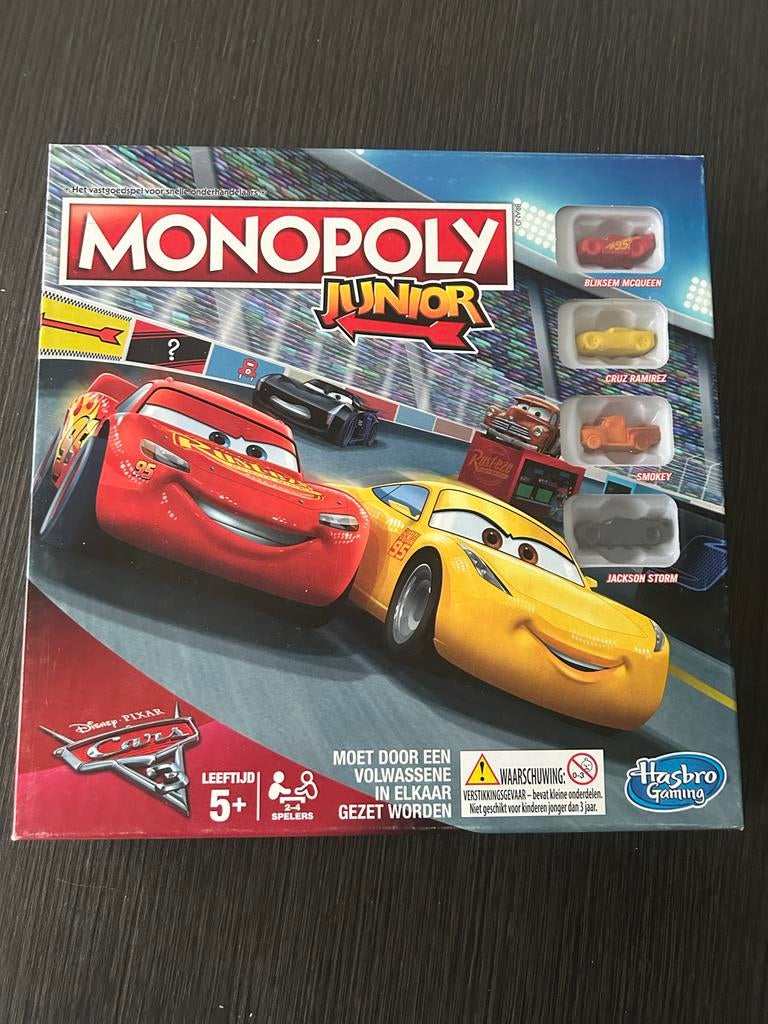Monopoly Junior Cars Disney Pixar Bordspel, Drie of vier spelers, Ophalen of Verzenden, Gebruikt