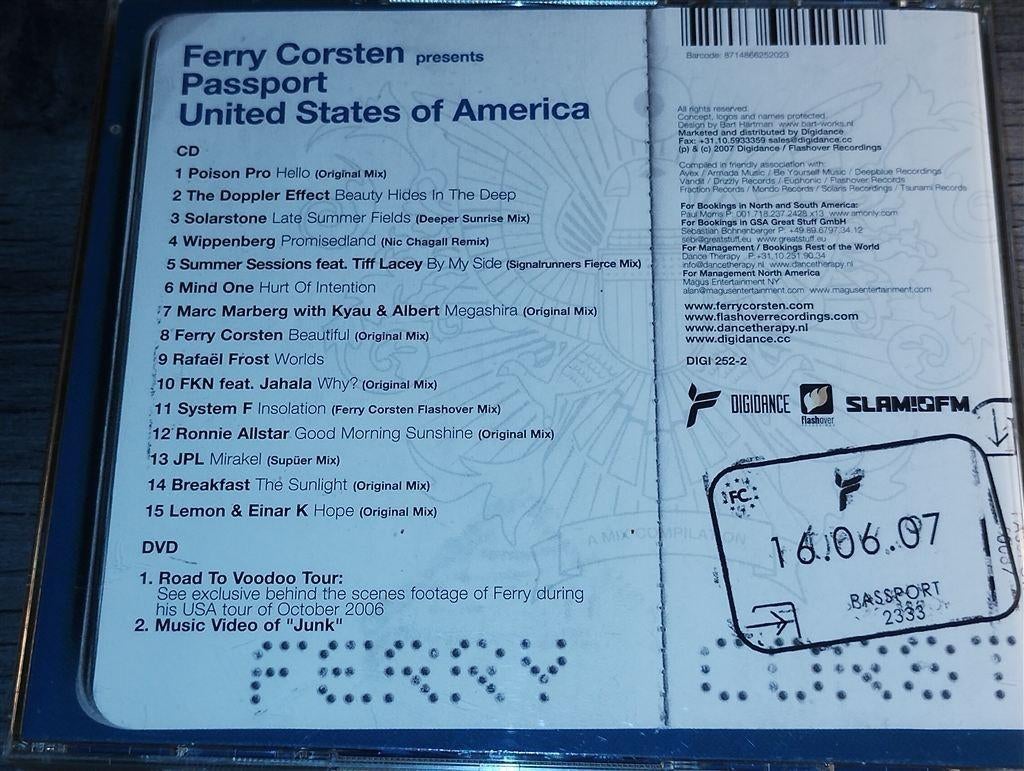 Ferry Corsten - Passport [United States Of America], Ophalen of Verzenden, Zo goed als nieuw, Disco