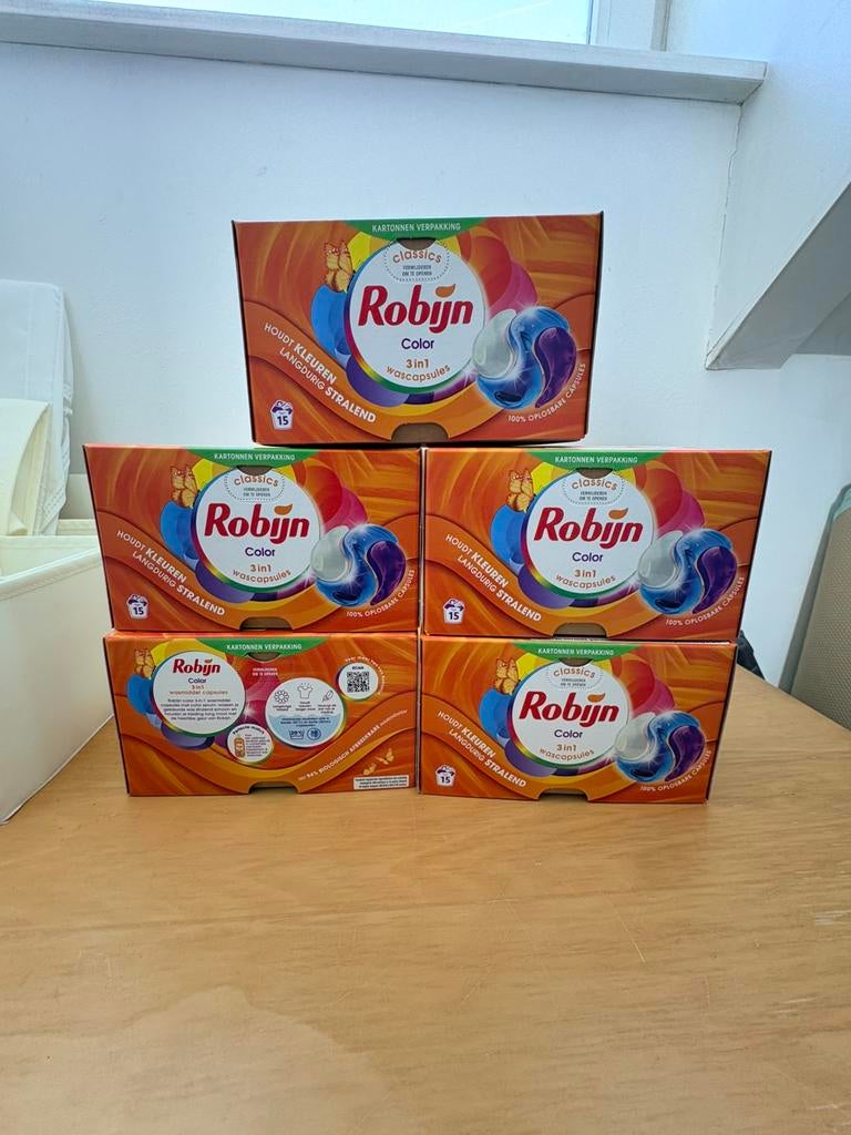 Robijn wascapsules 5 pakken, Ophalen of Verzenden