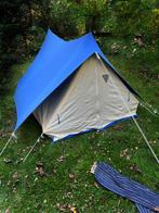 Klein blauwgeel retro tentje van katoen voor 1-2 personen, Ophalen of Verzenden, Gebruikt, Tot en met 2