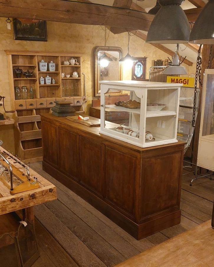 mooie oude toonbank met lades en schuifdeuren, Antiek en Kunst, Curiosa en Brocante, Ophalen