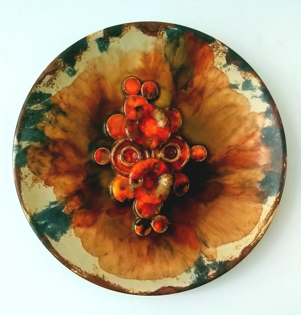 Ruscha wandbord keramiek "Paddestoelen" 28 cm Ø, Ophalen of Verzenden, Huis en Inrichting