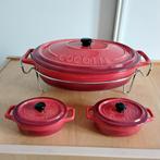 Gusta Maxi Cocotte 9vale ovenschaal met rechaud en 2 mini's, Ophalen of Verzenden, Zo goed als nieuw, Overige materialen, Pot, Bus of Blik