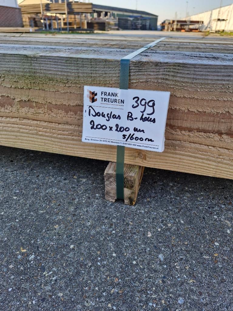 pak 399 B-keus Douglas ruw 200x200mm palen staanders ligger, Ophalen, Nieuw, 250 cm of meer, Balken