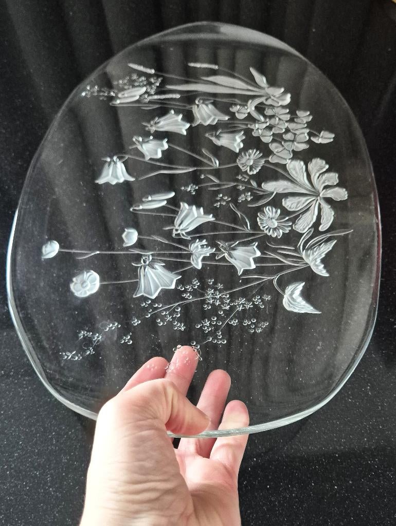 Vintage Savoir Vivre Kristallen dienblad met Bloemen, Huis en Inrichting, Woonaccessoires | Dienbladen, Overige materialen, Ophalen of Verzenden