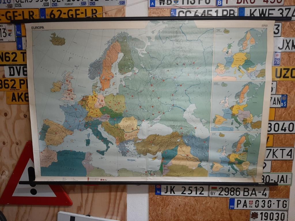 Wandkaart Landkaart Schoolplaat Aardrijkskunde Europa, Antiek en Kunst, Antiek | Schoolplaten, Ophalen, Aardrijkskunde