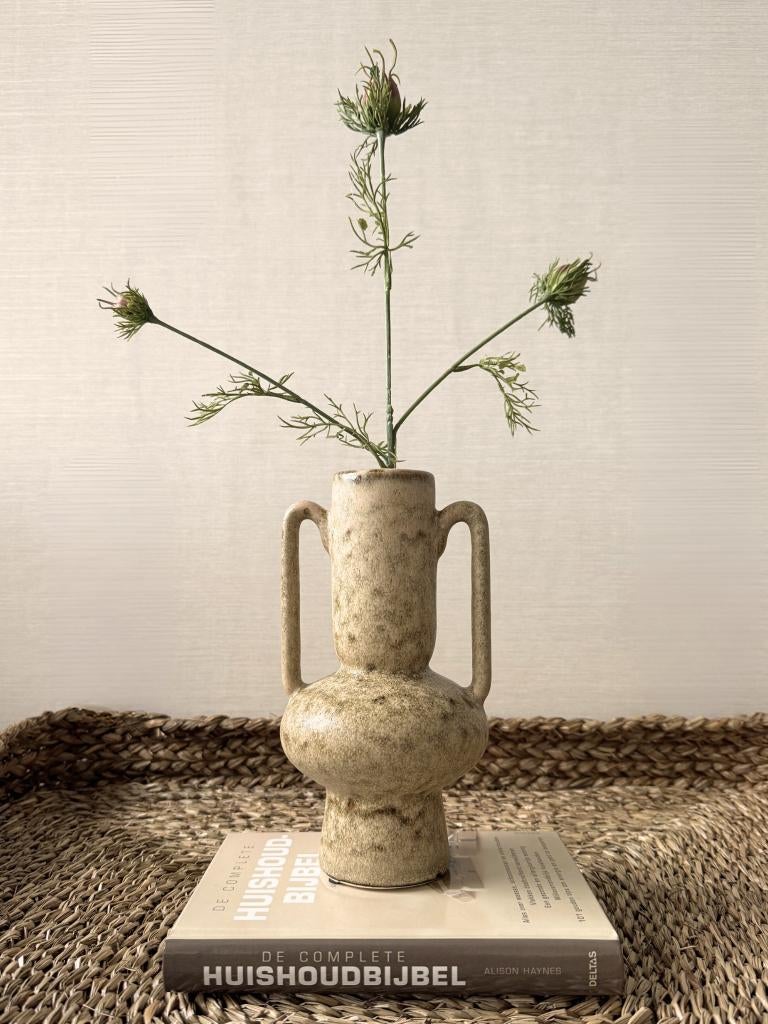 Vaas Otaru olijfgroen Light & Living 11 x 21 cm, Huis en Inrichting, Woonaccessoires | Vazen, Verzenden, Aardewerk of Porselein