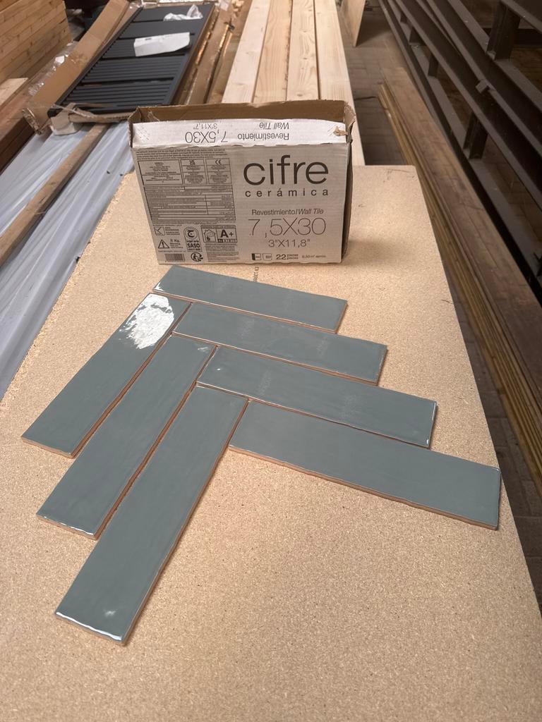 Mooie tegel 7,5x30 cm, Nieuw, 20 tot 40 cm, Minder dan 5 m², Wandtegels
